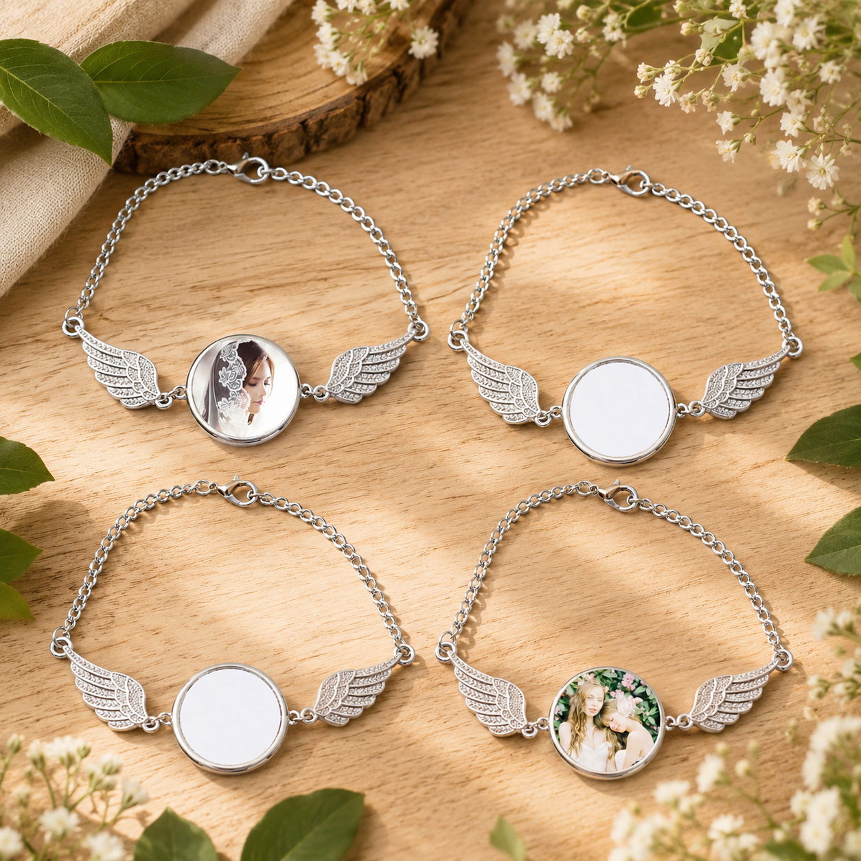 Personalized Angel Wing Photo Bracelet